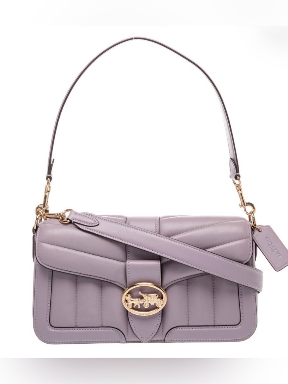 Coach Georgie 💜 Lavender Quilted Leather ShoulderBag Gold  Hardware